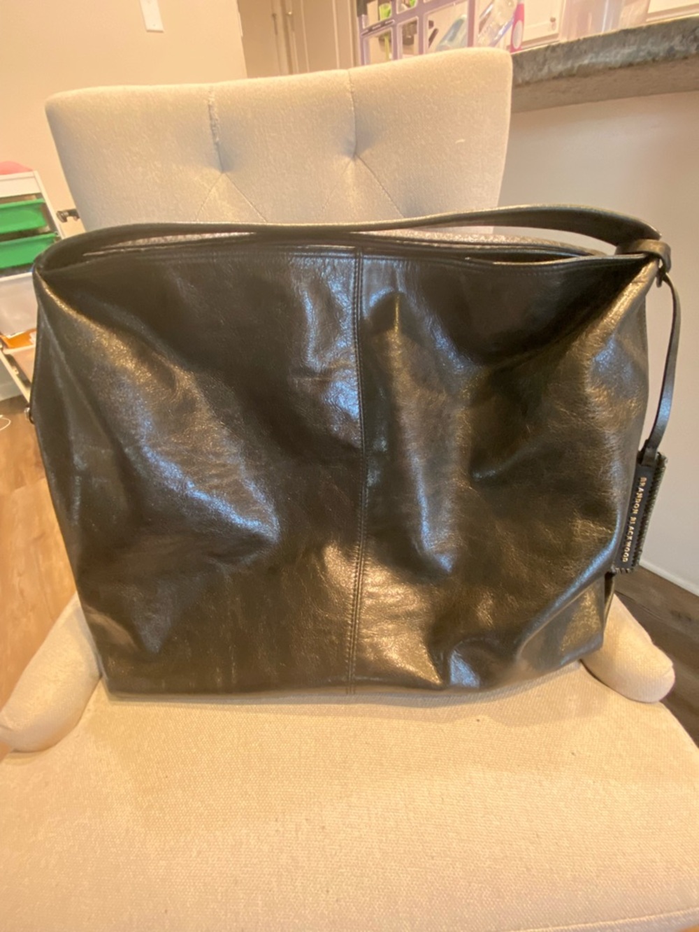 Brandon Blackwood Black Leather Shoulder Hobo - Picture 3 of 6